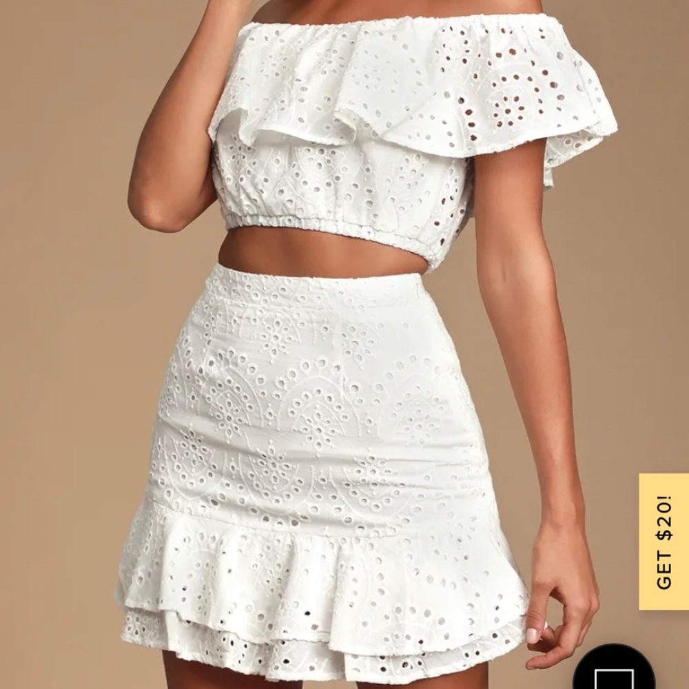 LuLus White Eyelet Two piece set